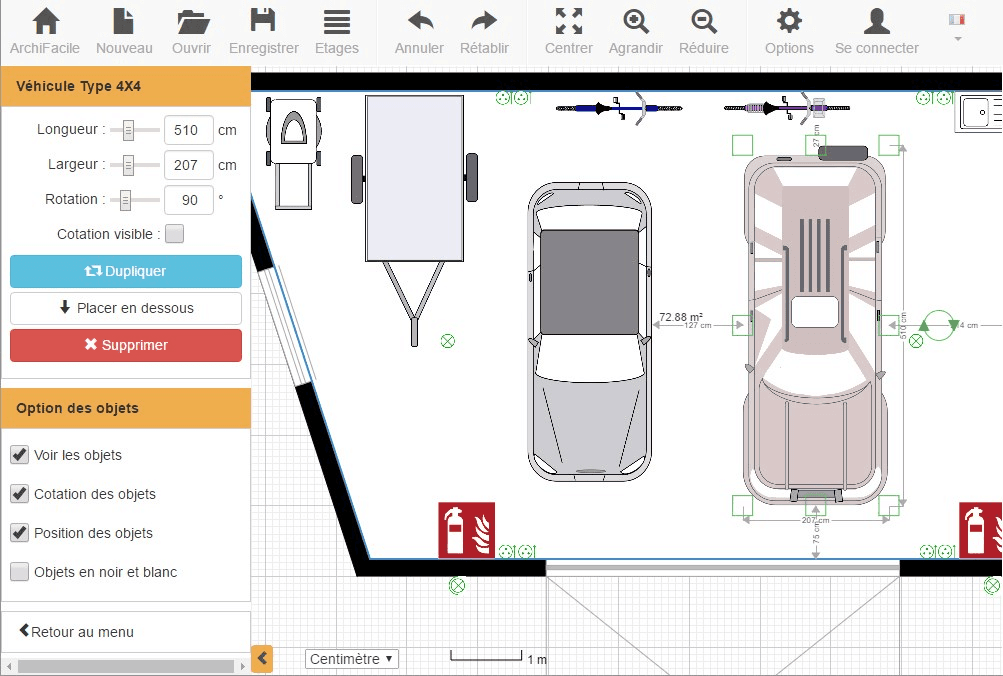 Plan de garage réalisé sur ©Archifacile