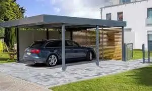 Exemple de carport, aluminium et bois